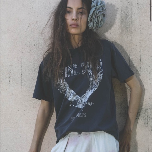 Anine Bing Lili Retro Eagle Tee Charcoal Graphic T Shirt S - Picture 9 of 9